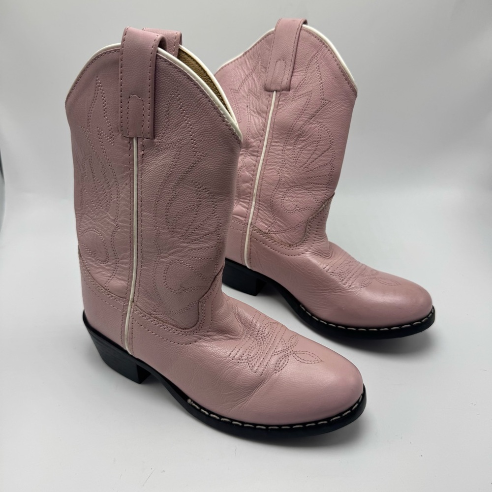 Masterson Girls Pink Western Cowboy Boots Size 1 Leather RB2002C Cute Rodeo Farm